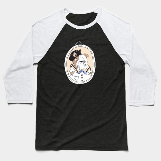 Sailor Bull Dog Baseball T-Shirt by Krissy Mast Art